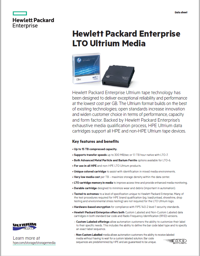 Hewlett Packard Enterprise LTO Ultrium Media