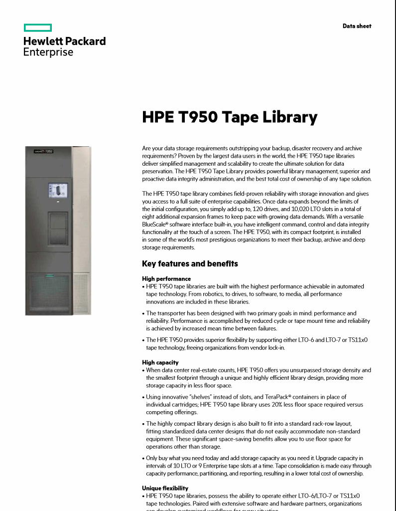 HPE T950 Tape Library